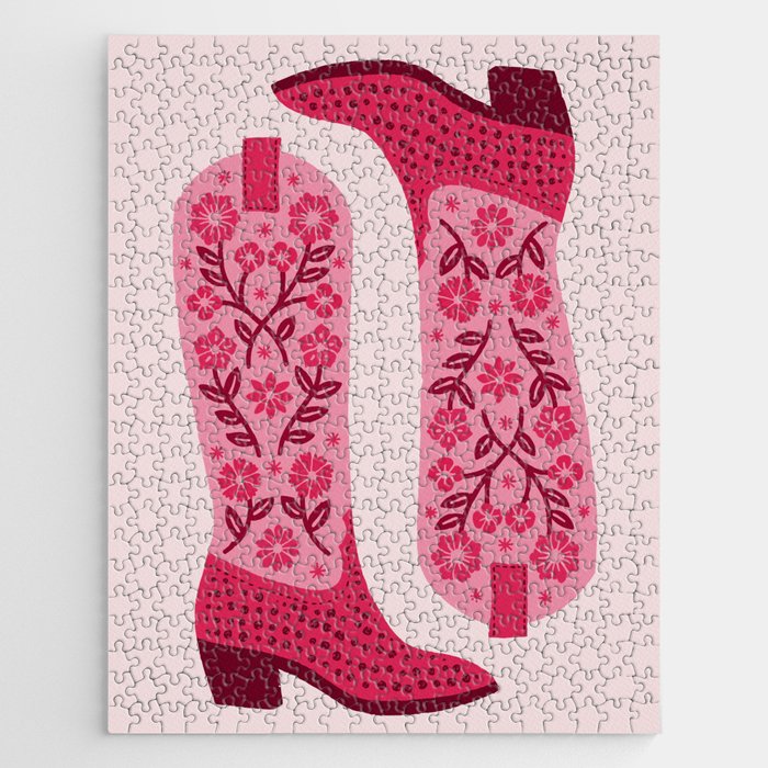 Cowgirl Boots - Hot Pink Jigsaw Puzzle Gallery Image 1