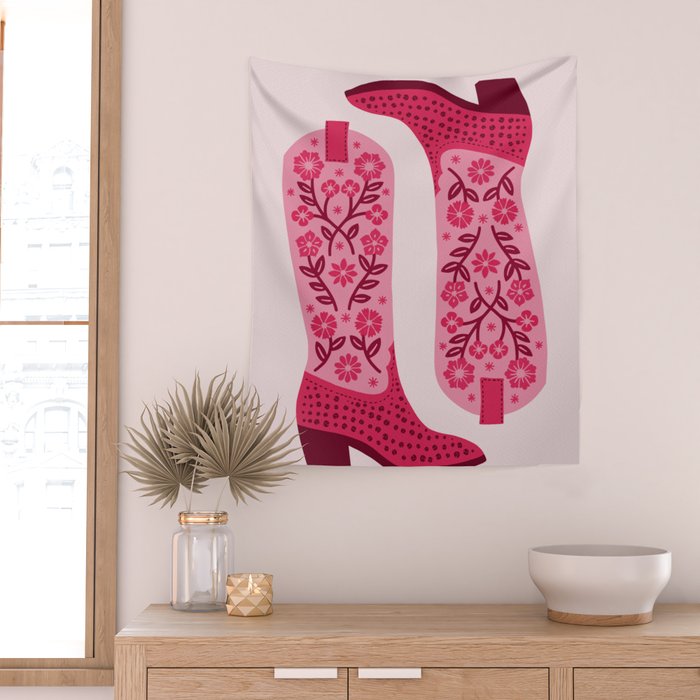 Cowgirl Boots - Hot Pink Wall Tapestry Gallery Image 2