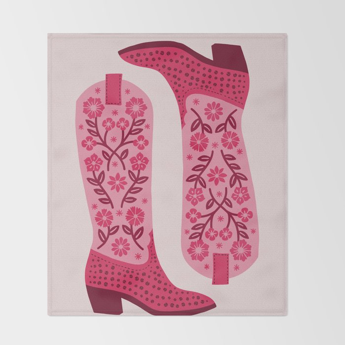 Cowgirl Boots - Hot Pink Throw Blanket Gallery Image 2