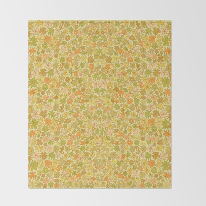 tropical flower power retro 70s pattern by surfy birdy  Throw Blanket Gallery Image 2