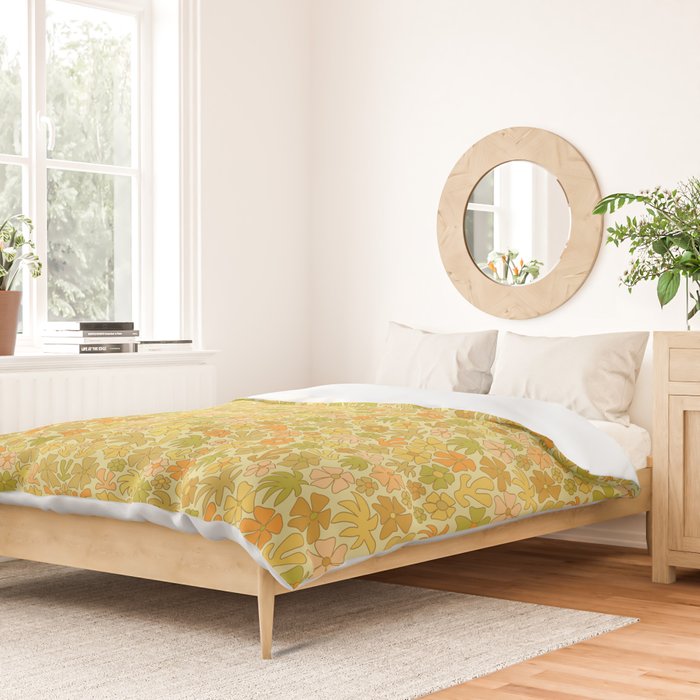 tropical flower power retro 70s pattern by surfy birdy  Duvet Cover Gallery Image 2
