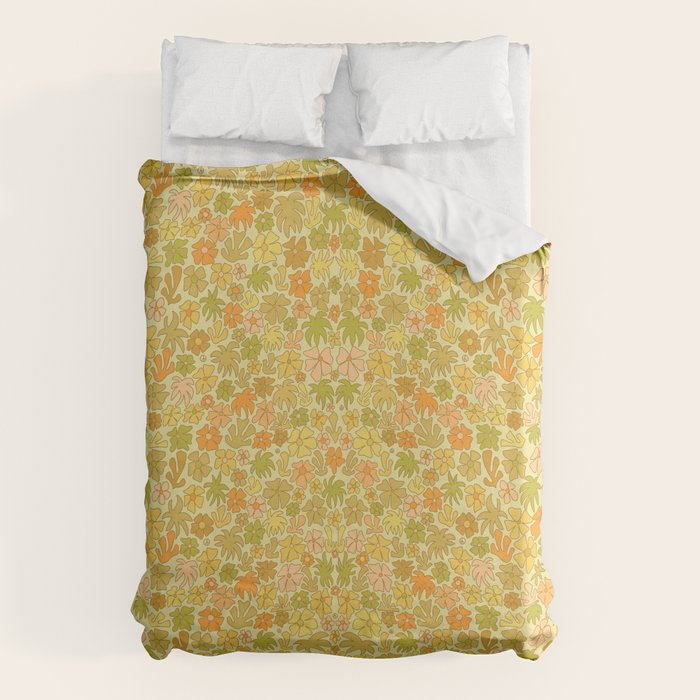 tropical flower power retro 70s pattern by surfy birdy  Duvet Cover Gallery Image 6