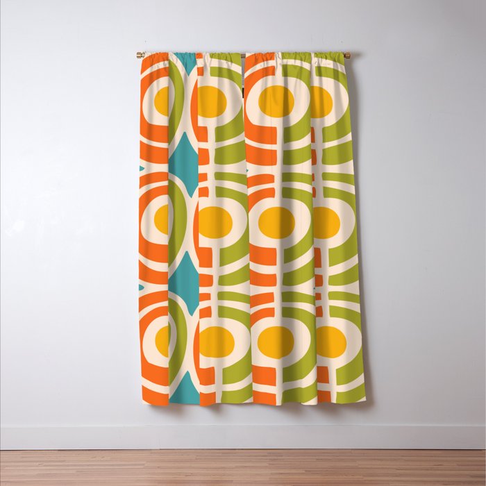 Mid Century Modern Solar Flares Pattern 2 Window Curtain Gallery Image 3