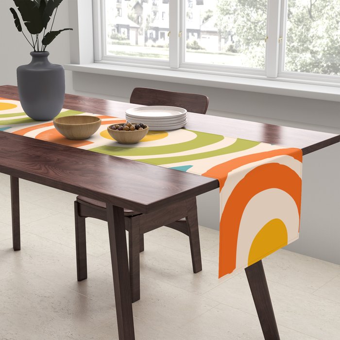Mid Century Modern Solar Flares Pattern 2 Table Runner Gallery Image 2