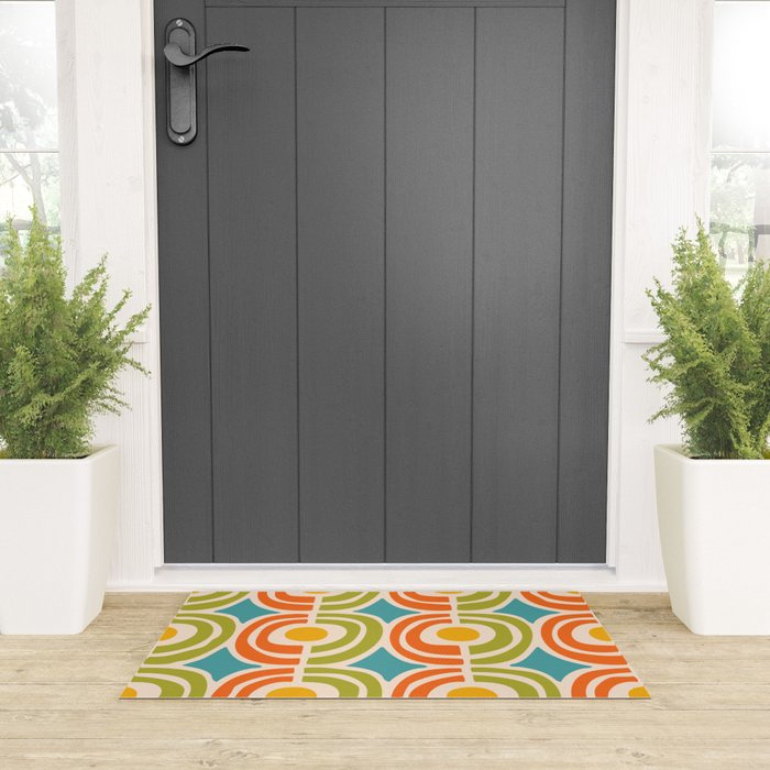Mid Century Modern Solar Flares Pattern 2 Welcome Mat Gallery Image 3