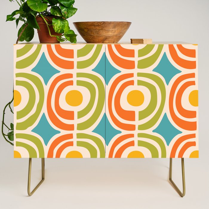 Mid Century Modern Solar Flares Pattern 2 Credenza Gallery Image 1