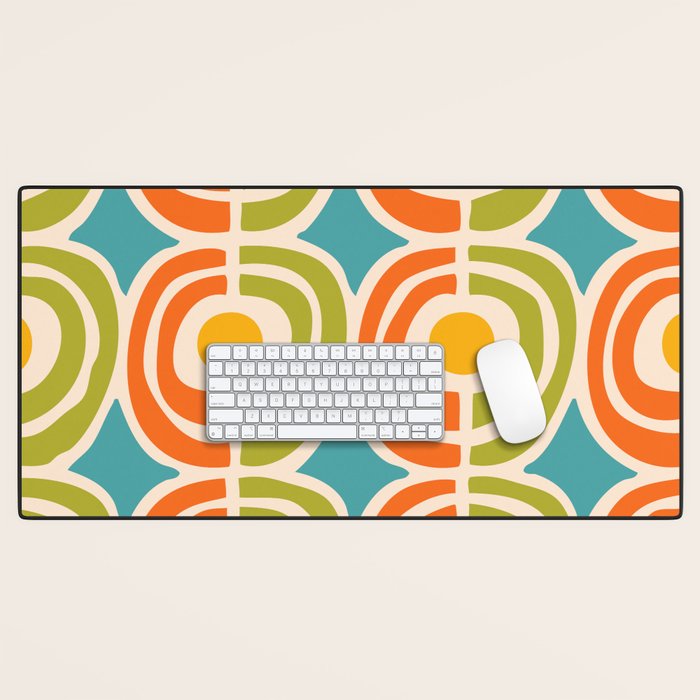 Mid Century Modern Solar Flares Pattern 2 Desk Mat Gallery Image 1