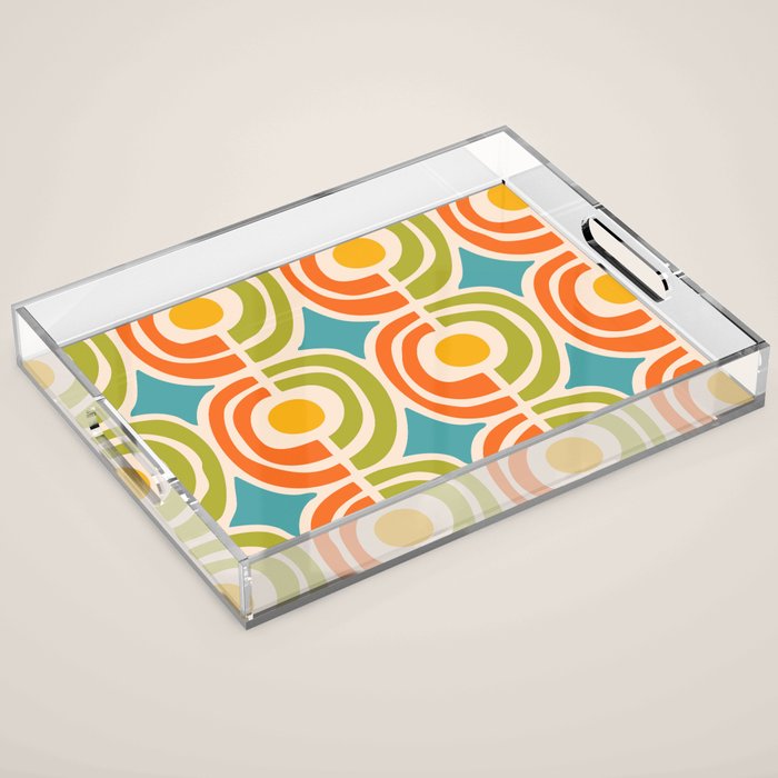 Mid Century Modern Solar Flares Pattern 2 Acrylic Tray Gallery Image 1