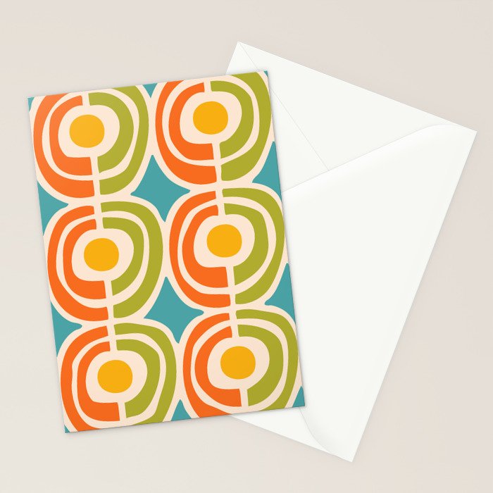 Mid Century Modern Solar Flares Pattern 2 Stationery Card Gallery Image 2