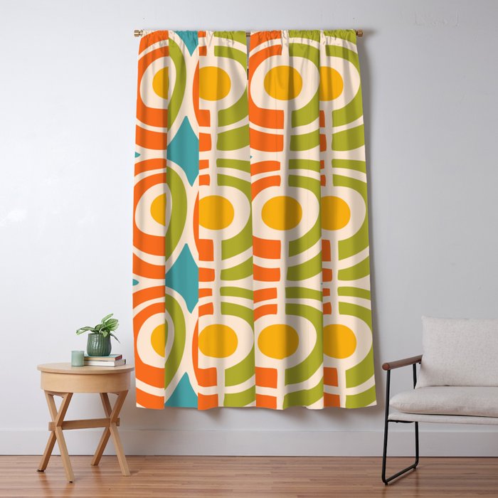 Mid Century Modern Solar Flares Pattern 2 Window Curtain Gallery Image 5