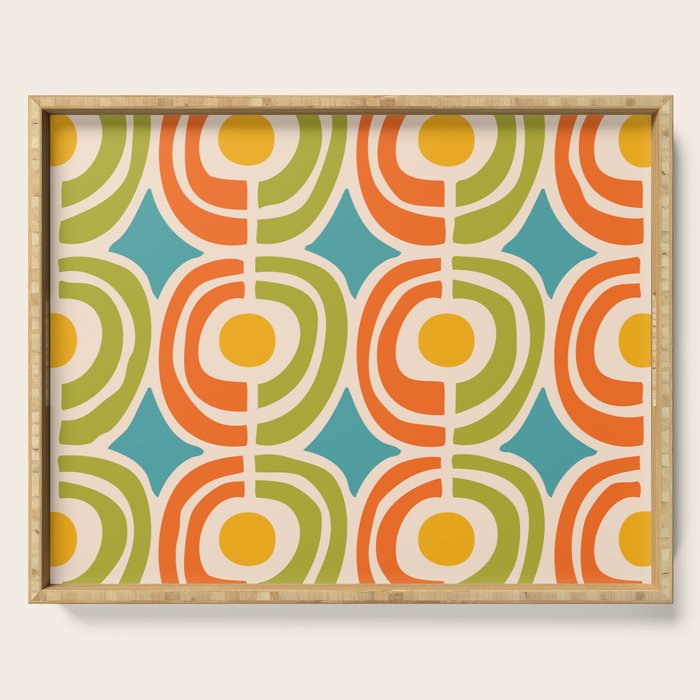 Mid Century Modern Solar Flares Pattern 2 Serving Tray Gallery Image 1