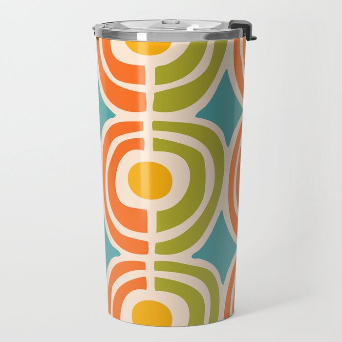 Mid Century Modern Solar Flares Pattern 2 Travel Mug Gallery Image 2