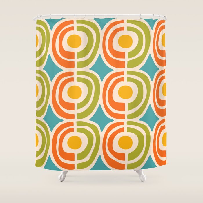 Mid Century Modern Solar Flares Pattern 2 Shower Curtain Gallery Image 1