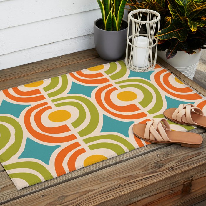 Mid Century Modern Solar Flares Pattern 2 Outdoor Rug Gallery Image 2