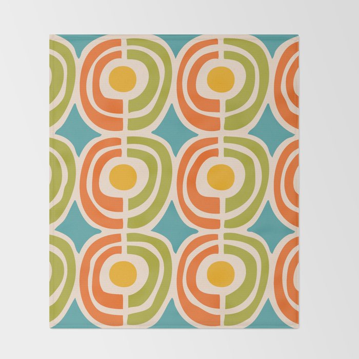 Mid Century Modern Solar Flares Pattern 2 Throw Blanket Gallery Image 2