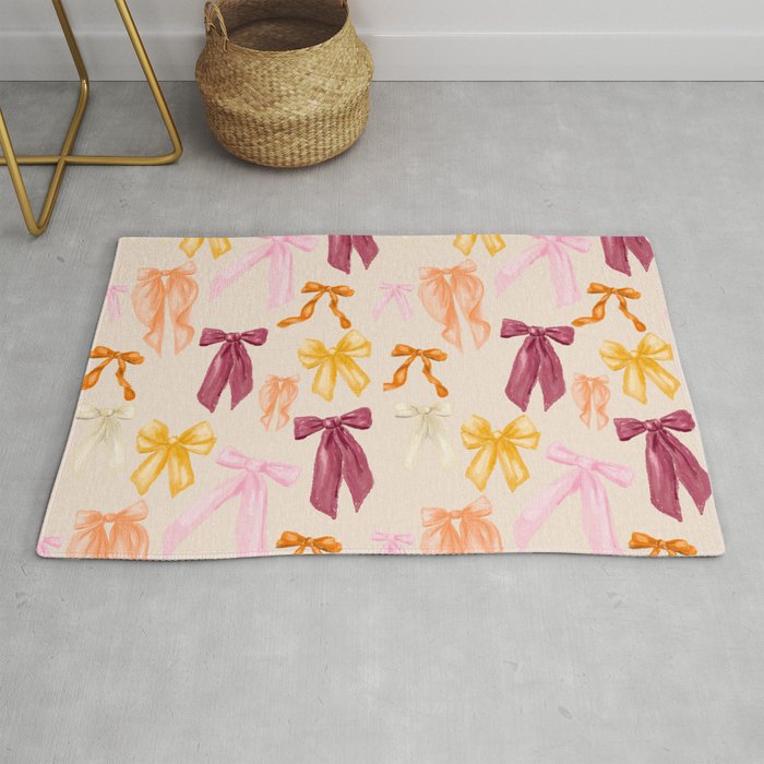 Pastel Watercolor Bow Ties Rug Gallery Image 1