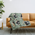 Playful Black And Tan Shiba Inu Pattern Throw Blanket Gallery Image 1