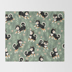Playful Black And Tan Shiba Inu Pattern Throw Blanket Gallery Image 2