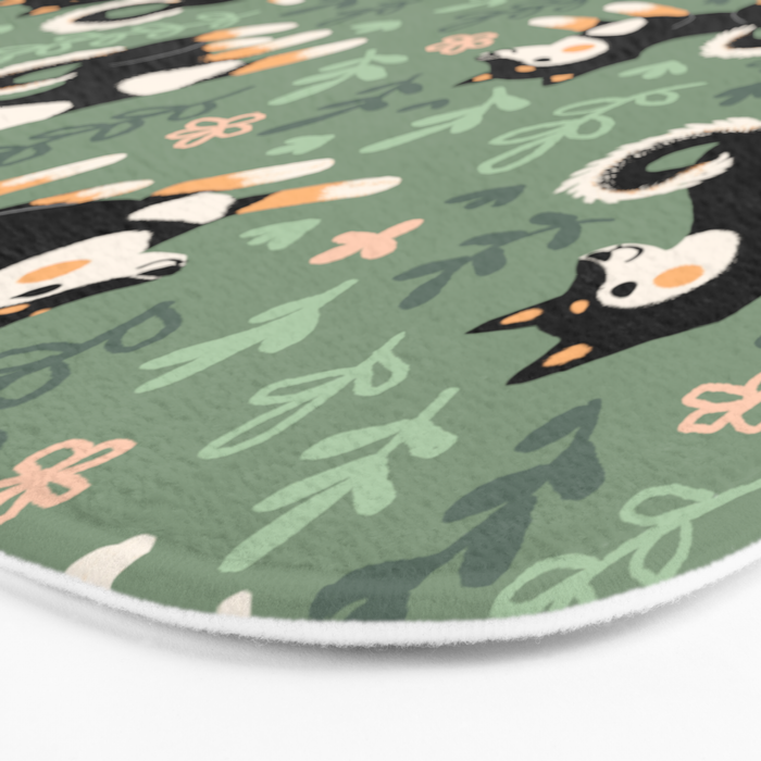 Playful Black And Tan Shiba Inu Pattern Bath Mat Gallery Image 3