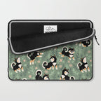 Playful Black And Tan Shiba Inu Pattern Laptop Sleeve Gallery Image 2