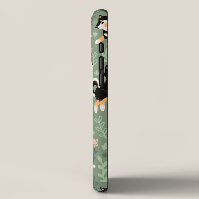 Playful Black And Tan Shiba Inu Pattern iPhone Case Gallery Image 2