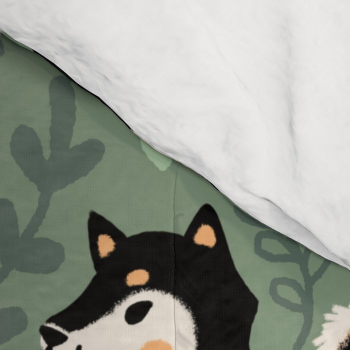 Playful Black And Tan Shiba Inu Pattern Comforter Gallery Image 4