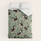Playful Black And Tan Shiba Inu Pattern Comforter Gallery Image 6