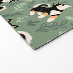 Playful Black And Tan Shiba Inu Pattern Welcome Mat Gallery Image 2