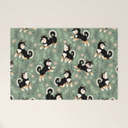Playful Black And Tan Shiba Inu Pattern Welcome Mat Gallery Image 1