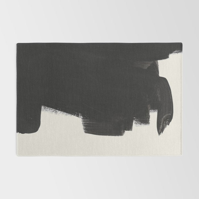 Mid Century Modern Minimalist Abstract Art Brush Strokes Black & White Ink Art Colorfield Rug Gallery Image 2