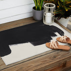 Mid Century Modern Minimalist Abstract Art Brush Strokes Black & White Ink Art Colorfield Outdoor Rug Gallery Image 2
