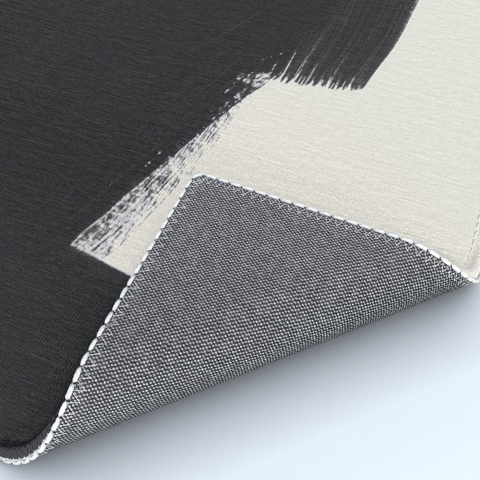 Mid Century Modern Minimalist Abstract Art Brush Strokes Black & White Ink Art Colorfield Rug Gallery Image 4
