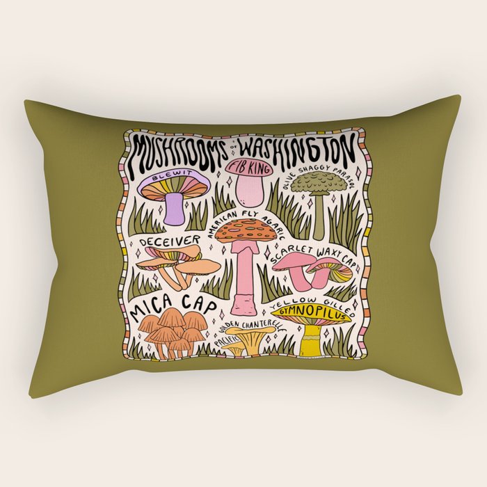 Mushrooms of Washington Rectangular Pillow Gallery Image 1