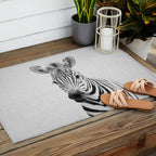 Baby Zebra - Black & White Outdoor Rug Gallery Image 2