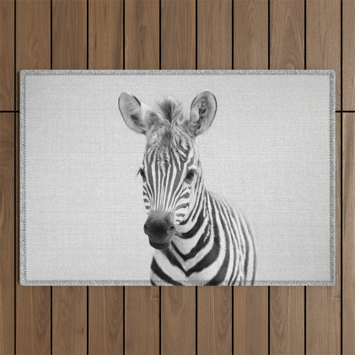 Baby Zebra - Black & White Outdoor Rug Gallery Image 1