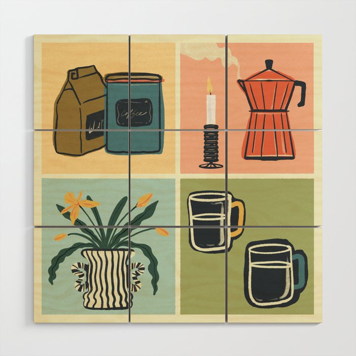 Coffee Essentials Still Life Wood Wall Art Gallery Image 1