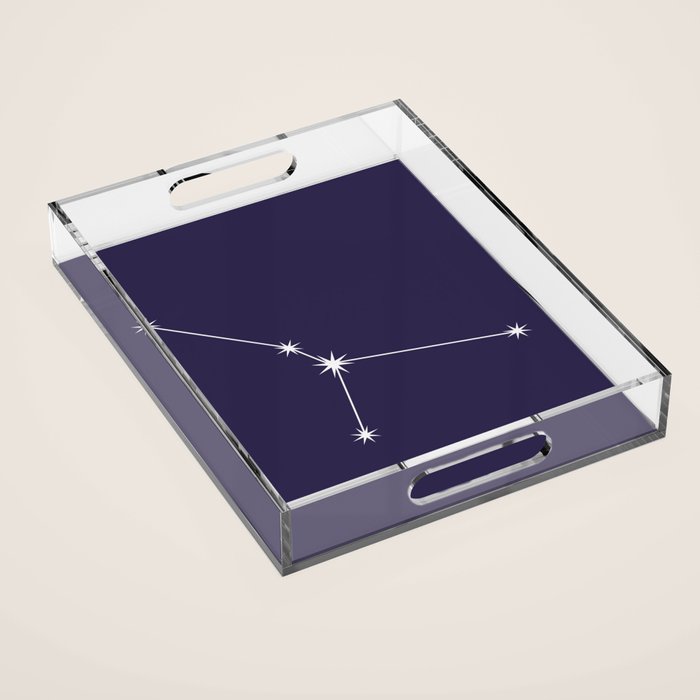 Cancer Zodiac Star Constellation Line Art Dark Purple Acrylic Tray Gallery Image 1