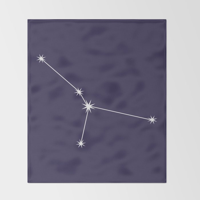 Cancer Zodiac Star Constellation Line Art Dark Purple Throw Blanket Gallery Image 2
