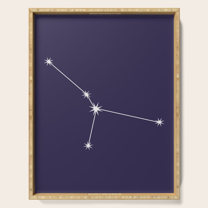 Cancer Zodiac Star Constellation Line Art Dark Purple Serving Tray Gallery Image 1