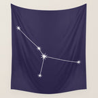 Cancer Zodiac Star Constellation Line Art Dark Purple Wall Tapestry Gallery Image 4