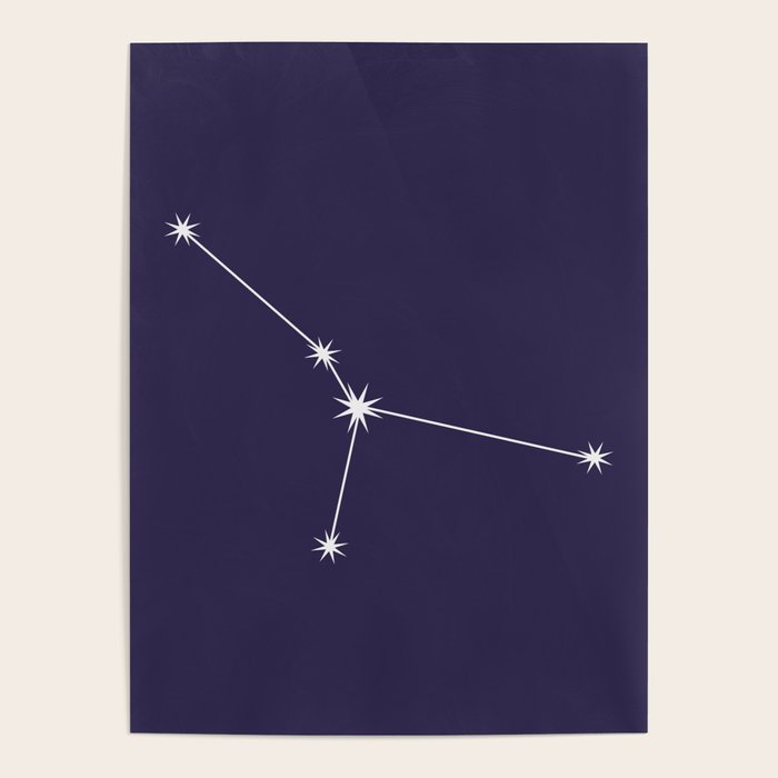 Cancer Zodiac Star Constellation Line Art Dark Purple Poster Gallery Image 1