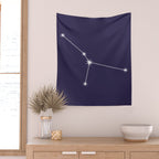 Cancer Zodiac Star Constellation Line Art Dark Purple Wall Tapestry Gallery Image 2