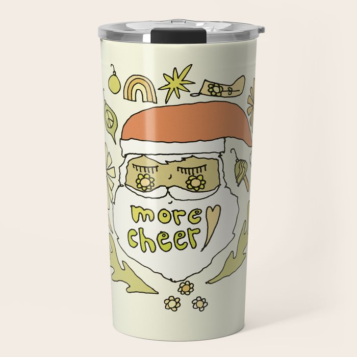 more cheer // retro santa // art by surfy birdy Travel Mug Gallery Image 1