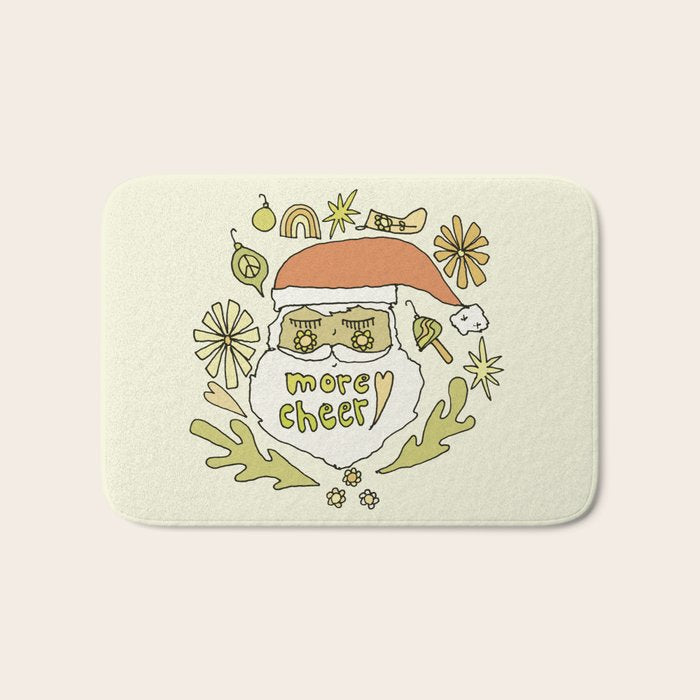 more cheer // retro santa // art by surfy birdy Bath Mat Gallery Image 1