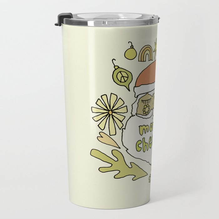 more cheer // retro santa // art by surfy birdy Travel Mug Gallery Image 3