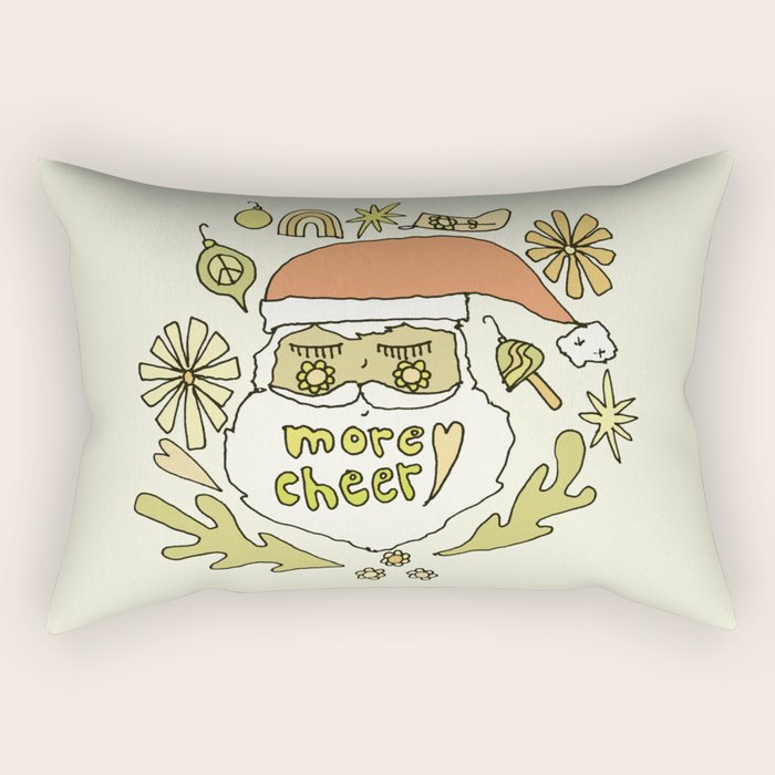 more cheer // retro santa // art by surfy birdy Rectangular Pillow Gallery Image 1