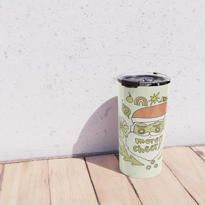 more cheer // retro santa // art by surfy birdy Travel Mug Gallery Image 4
