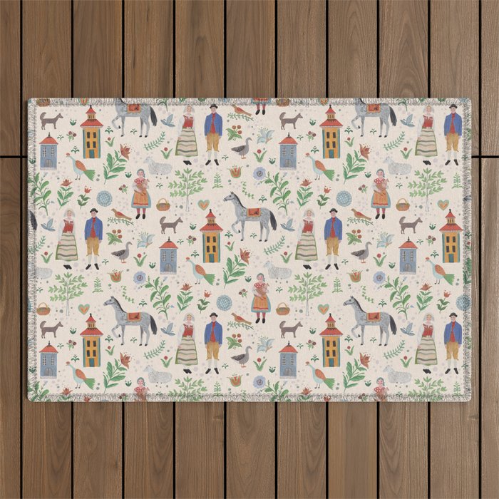 Swedish Folk Art Outdoor Rug Gallery Image 1