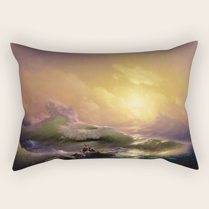 The Ninth Wave nautical sunset ocean storm landscape masterpiece by Ivan Aivazovsky Rectangular Pillow Gallery Image 2