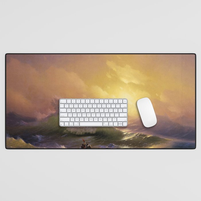 The Ninth Wave nautical sunset ocean storm landscape masterpiece by Ivan Aivazovsky Desk Mat Gallery Image 1